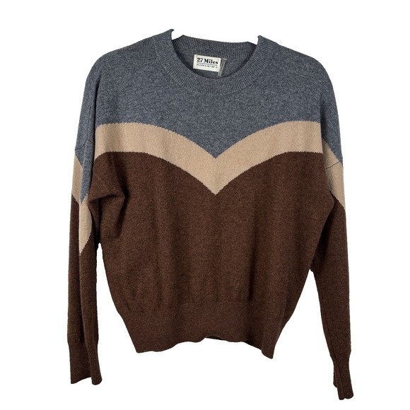 27 Miles Malibu Revolve Blakely Sweater Charcoal Camel Spice 100% Cashmere - Picture 3 of 12